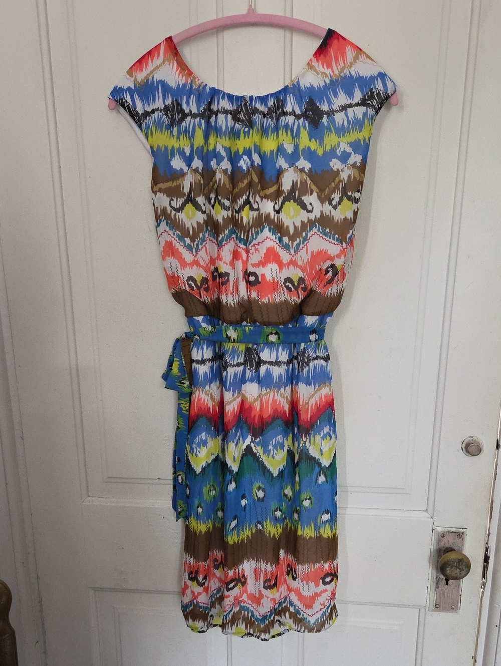 Signature By Robbie Bee Colorful Ikat Dress